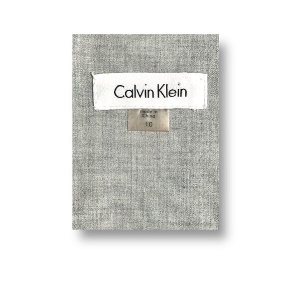 Calvin Klein 10 Gray Blue Sheath Midi Dress Office Career Retro Mod Colorblock - Picture 8 of 10